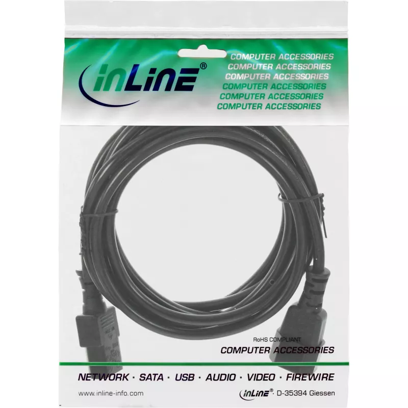 Cold device extension C13/C14 InLine 16632B black 3m