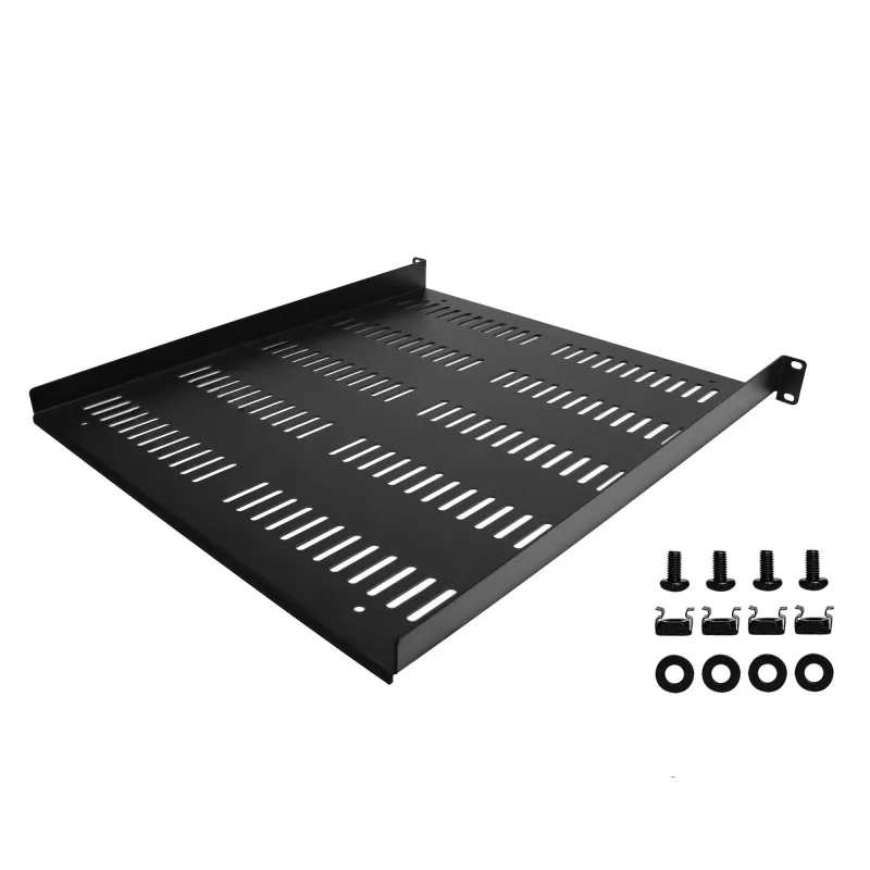 StarTech.com 1U Server Rack Shelf - Universal Vented Rack Mount Cantilever Tray for 19 inch Network Equipment Rack & Cabinet - Durable Design - Weight Capacity 55lb/25kg - 20 inch Deep Shelf, Black