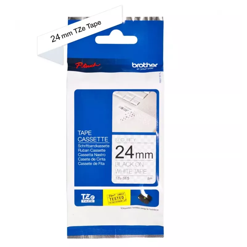 Label-making tape Brother TZE-SE5 — 24 mm x 8 m, black on white