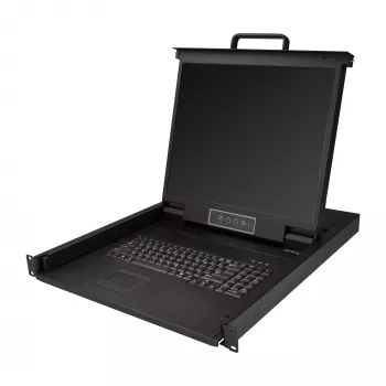 StarTech.com Rackmount KVM Console - Single Port VGA KVM with 19 inch LCD Monitor for Server Rack - Fully Featured Universal 1U LCD KVM Drawer w/Cables & Hardware - USB Support - 50,000 MTBF