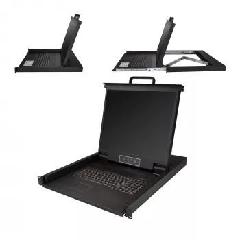 StarTech.com Rackmount KVM Console - Single Port VGA KVM with 19 inch LCD Monitor for Server Rack - Fully Featured Universal 1U LCD KVM Drawer w/Cables & Hardware - USB Support - 50,000 MTBF