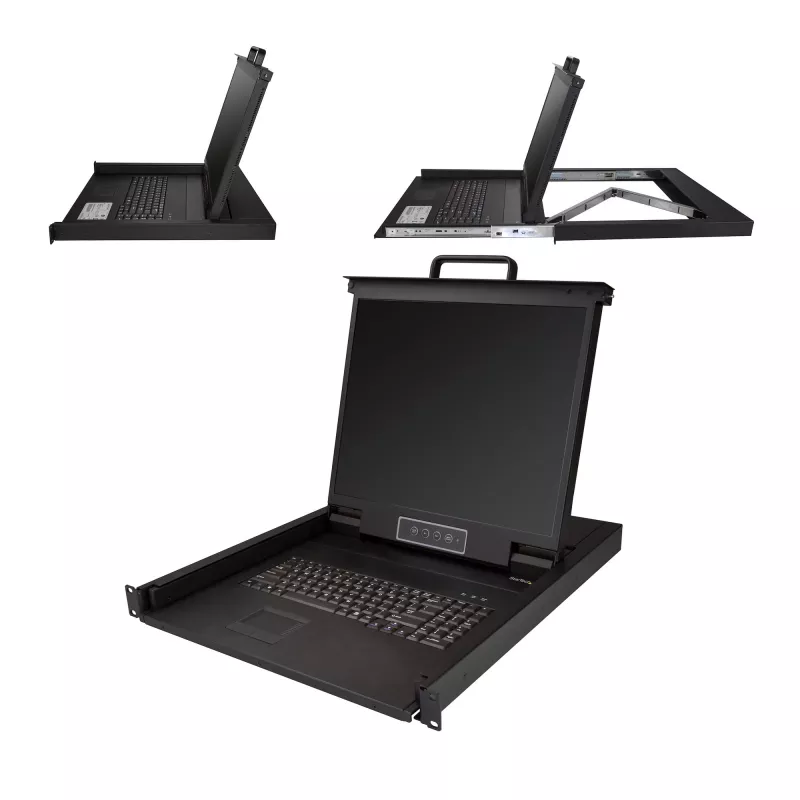 StarTech.com Rackmount KVM Console - Single Port VGA KVM with 19 inch LCD Monitor for Server Rack - Fully Featured Universal 1U LCD KVM Drawer w/Cables & Hardware - USB Support - 50,000 MTBF
