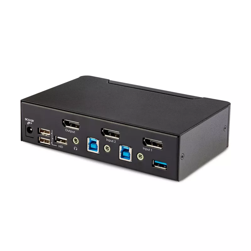 StarTech.com 2-Port DisplayPort KVM Switch, 8K 60Hz / 4K 144Hz, Single Display, DP 1.4, 2x USB 3.0 Ports, 4x USB 2.0 HID Ports, Push-Button & Hotkey Switching, TAA Compliant - OS Independent, Metal Housing