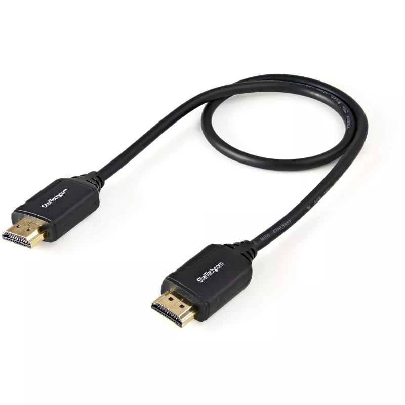 StarTech.com 1.6ft (50cm) Premium Certified HDMI 2.0 Cable with Ethernet - High Speed Ultra HD 4K 60Hz HDMI Cable HDR10 - HDMI Cord (Male/Male Connectors) - For UHD Monitors, TVs, Displays
