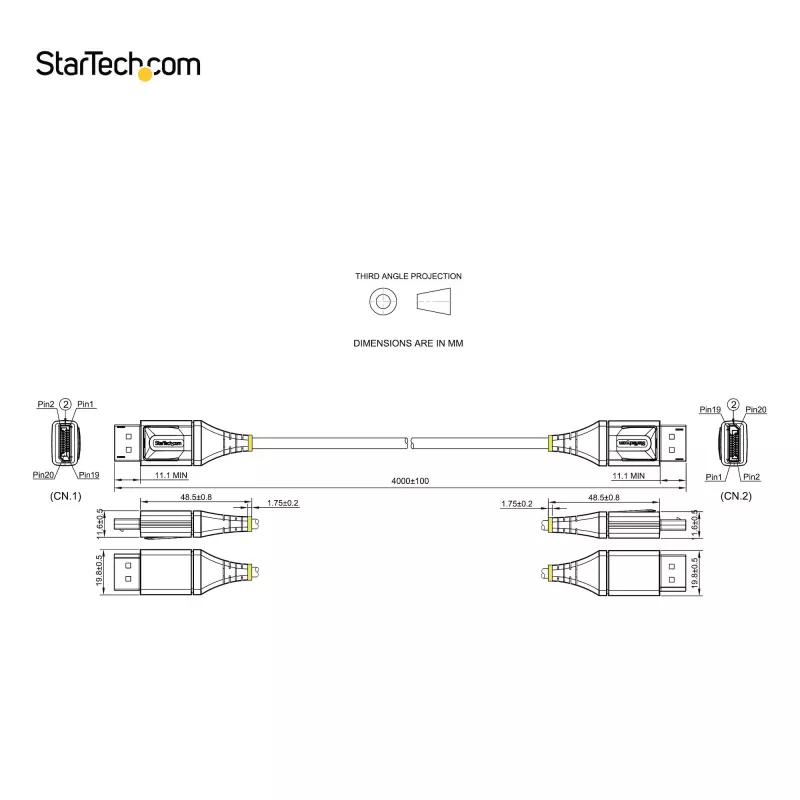 StarTech.com 13ft (4m) VESA Certified DisplayPort 1.4 Cable - 8K 60Hz HDR10 - Ultra HD 4K 120Hz Video - DP 1.4 Cable / Cord - For Monitors/Displays - DisplayPort to DisplayPort Cable - M/M