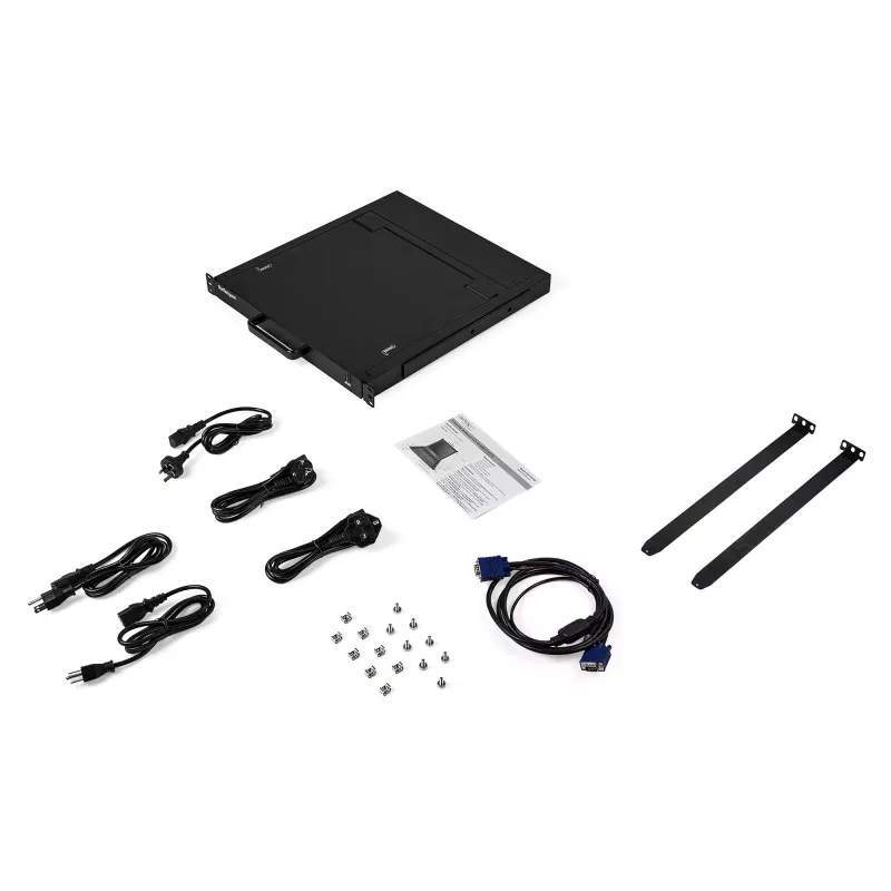 StarTech.com Rackmount KVM Console - Single Port VGA KVM with 17 inch LCD Monitor for Server Rack - Fully Featured Universal 1U LCD KVM Drawer w/Cables & Hardware - USB Support - 50,000 MTBF