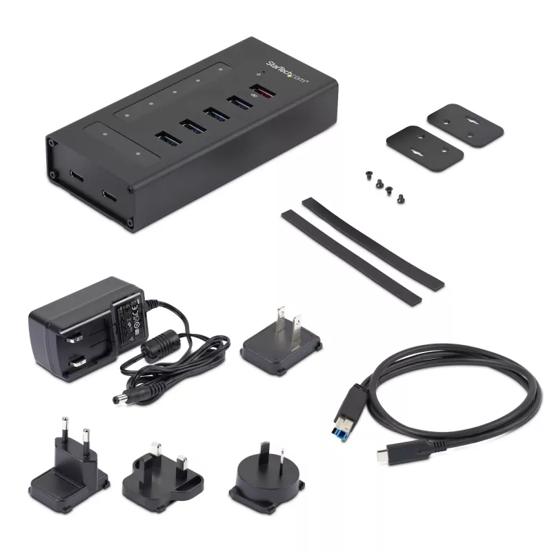 StarTech.com 7 Port USB C Hub - USB Type-C to 2x USB-C/5x USB-A - Commercial Metal USB 3.0 Hub - SuperSpeed USB 3.2 Gen 1 (5Gbps) - Self Powered - BC 1.2 Fast Charge - Mountable/Rugged