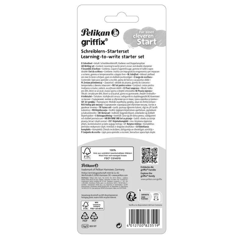Pencil Pelikan griffix Set B Triangular Grey 3.5 mm 140 mm