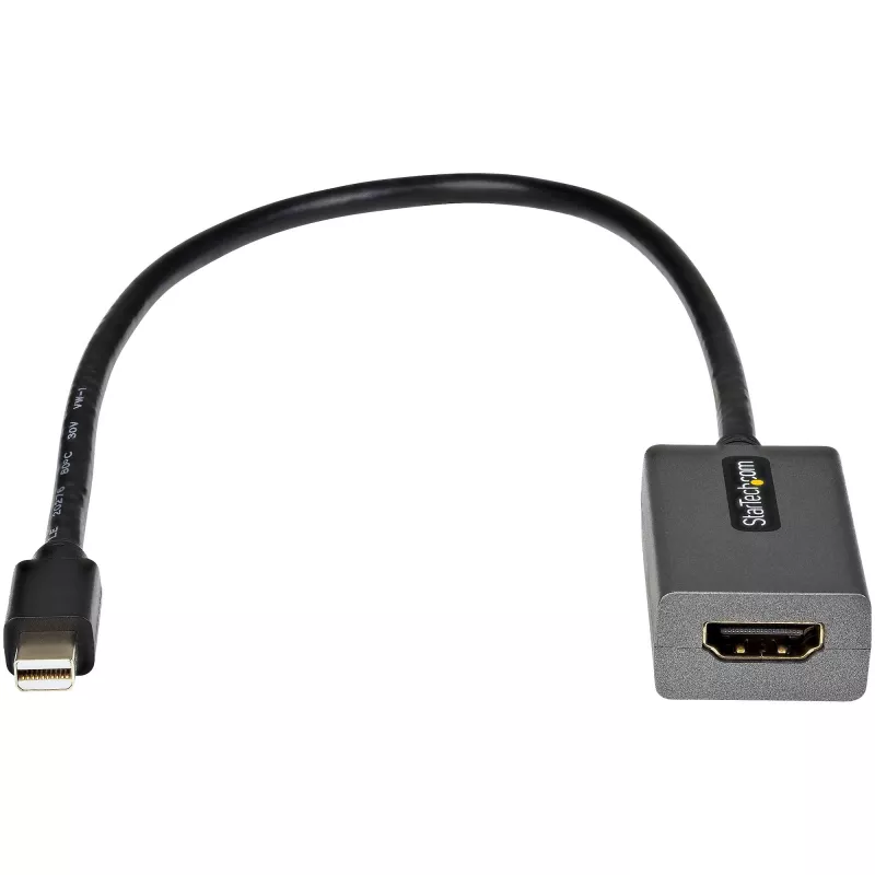 StarTech.com Mini DisplayPort to HDMI Adapter - mDP to HDMI Adapter Dongle - 1080p - Mini DisplayPort 1.2 to HDMI Monitor/Display - Mini DP to HDMI Video Converter - 12 inch Long Attached Cable - Upgraded Version of MDP2HDMI