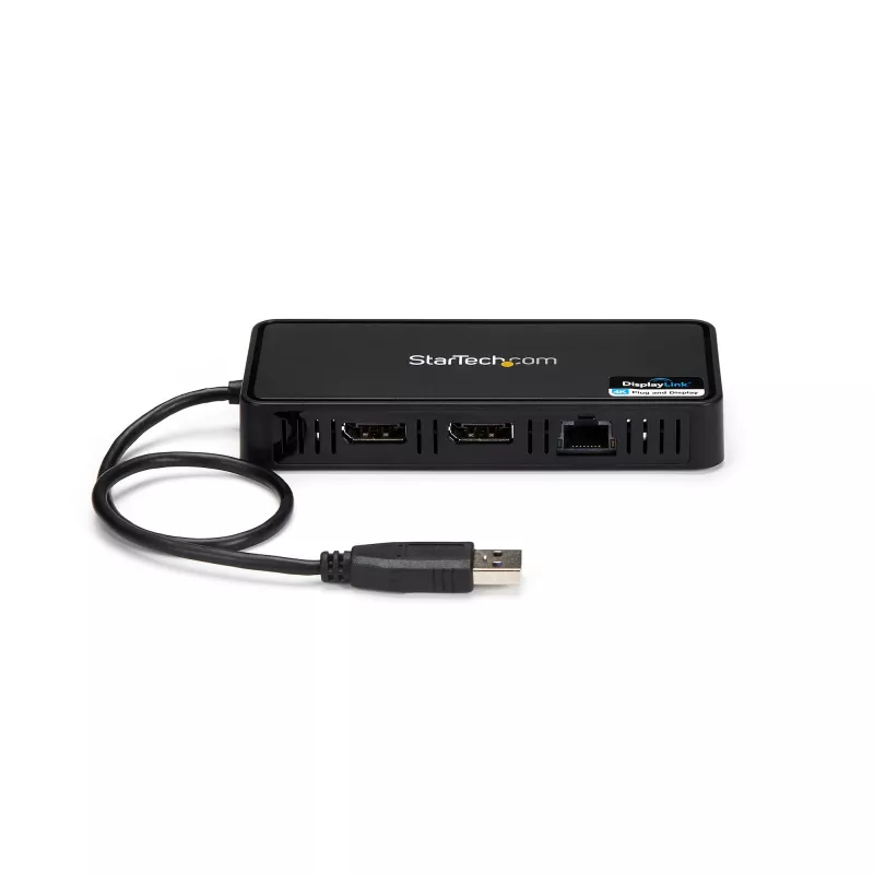 StarTech.com USB 3.0 Mini Dock - Dual Monitor USB-A Docking Station with DisplayPort 4K 60Hz Video & Gigabit Ethernet - 1ft (30cm) cable - Portable USB 3.1 Gen 1 Type-A Laptop Adapter