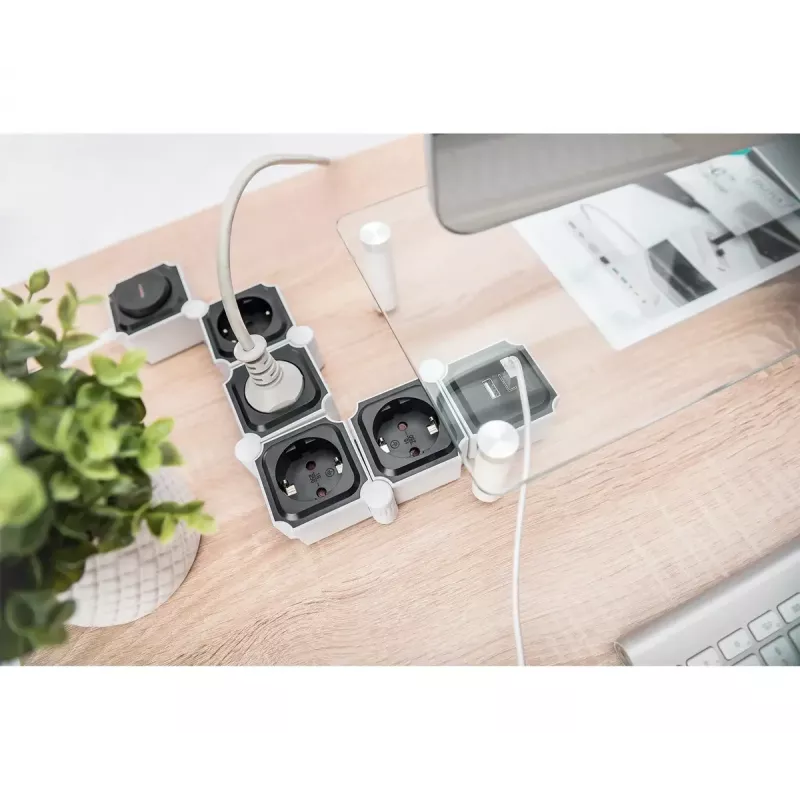 Power Strip Digitus Flexible 4-way with 2 USB Ports & Switch