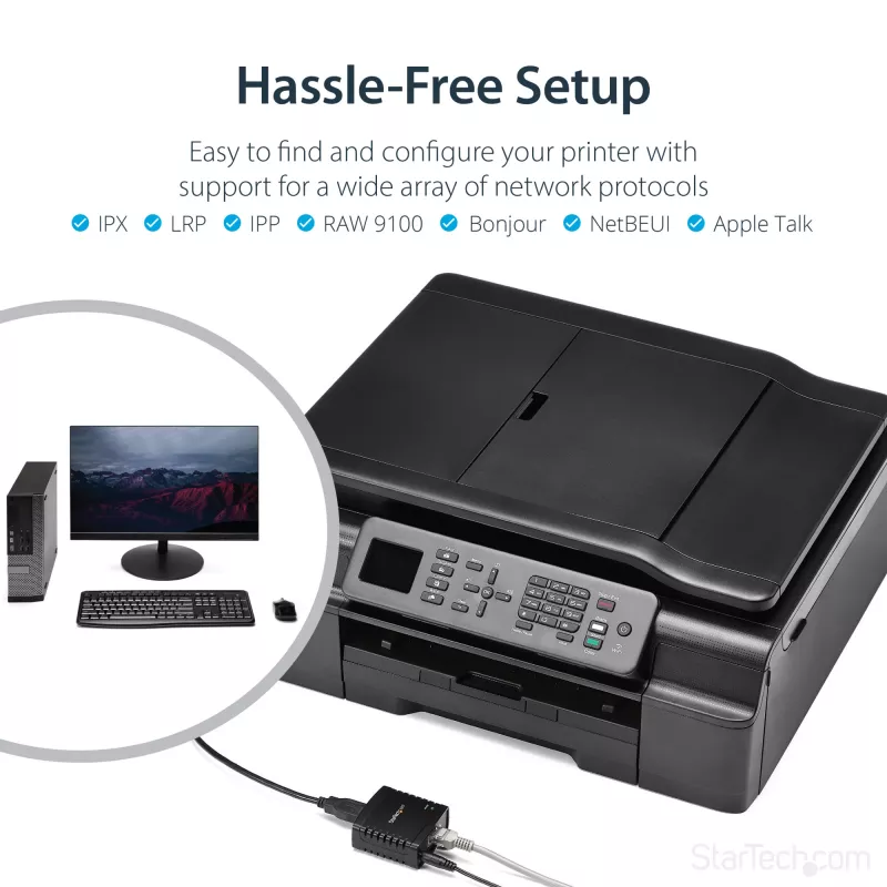 StarTech.com 10/100Mbps Ethernet to USB 2.0 Network LPR Print Server