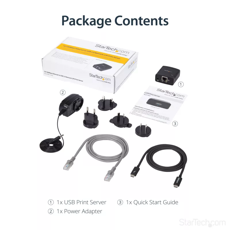 StarTech.com 10/100Mbps Ethernet to USB 2.0 Network LPR Print Server