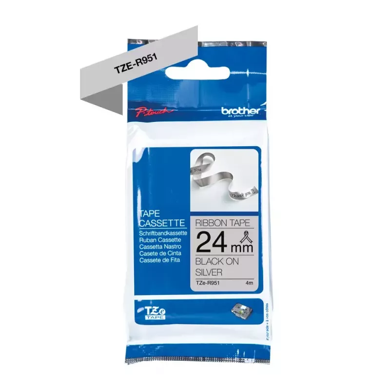 Brother TZE-R951 label-making tape Black on silver