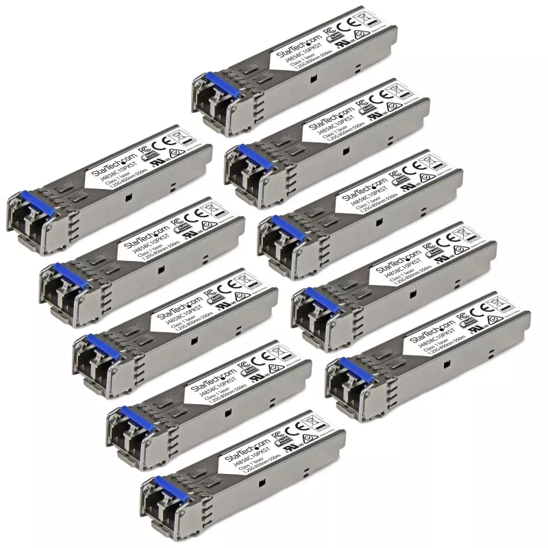 StarTech.com HP J4859C Compatible SFP Transceiver Module - 1000BASE-LX - 10 Pack~10 pack HPE J4859C Compatible SFP Module - 1000BASE-LX - 1GbE Single Mode /Multi Mode Fiber Optic Transceiver - 1GE Gigabit Ethernet SFP - LC 10km - 1310nm - DDM HPE 1400, 1700, 1820