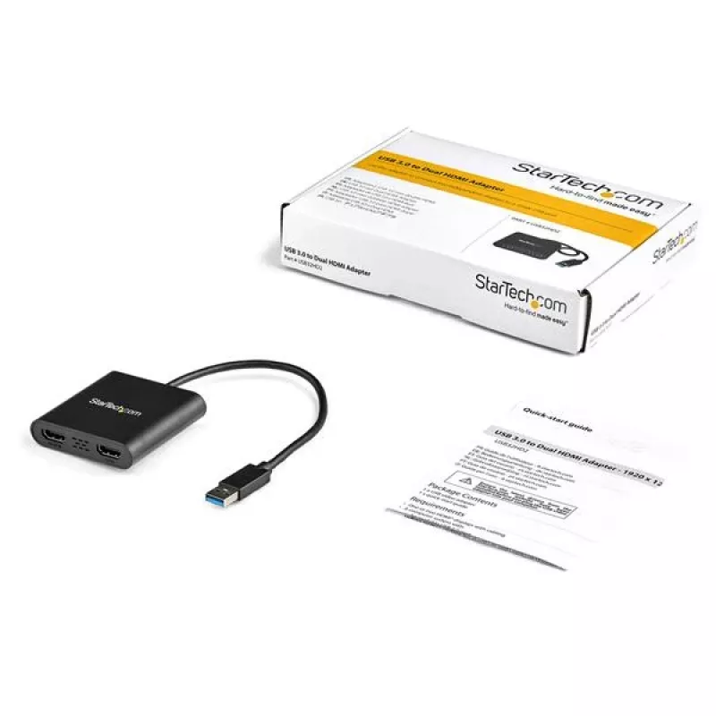 StarTech.com USB 3.0 to Dual HDMI Adapter, USB to 2x HDMI Monitor Converter for Windows (no support for macOS/ChromeOS/Linux) - TAA