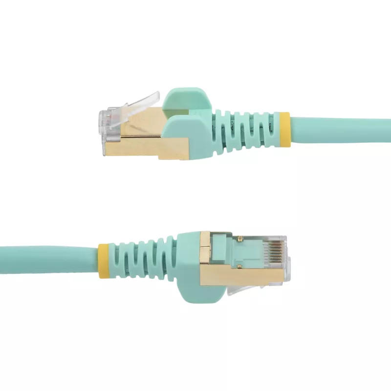 StarTech.com 0.50m CAT6a Ethernet Cable - 10 Gigabit Shielded Snagless RJ45 100W PoE Patch Cord - 10GbE STP Network Cable w/Strain Relief - Aqua Individually Tested/Wiring is UL Certified/TIA