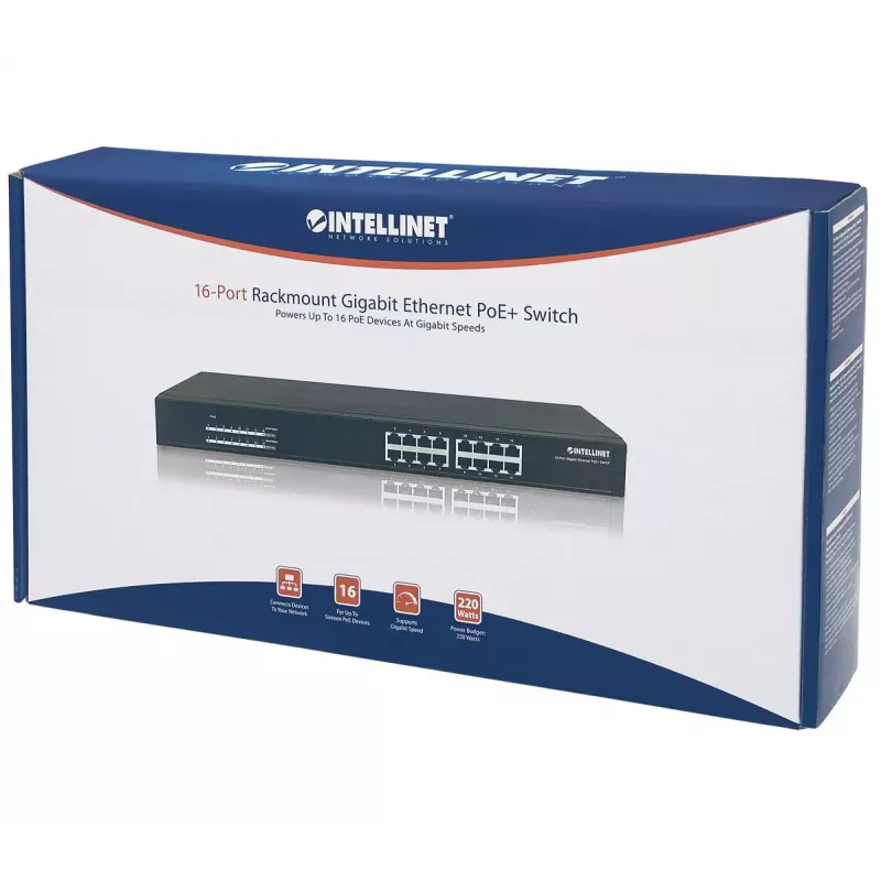 Unmanaged Switch Intellinet 16-Port Gigabit Ethernet PoE+