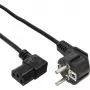 InLine power cable, CEE 7/7 angled / 3pin IEC C13 male angled, 3m