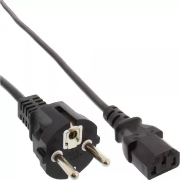 InLine power cable, CEE 7/7 straight / 3pin IEC C13 male, black, 1.5m