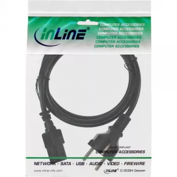 InLine power cable, CEE 7/7 straight / 3pin IEC C13 male, black, 1.5m