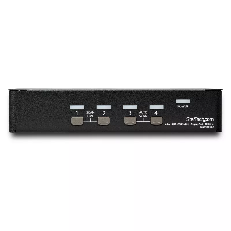StarTech.com 4 Port DisplayPort KVM Switch - 4K 60Hz - Single Display - Dual Port UHD DP 1.2 USB KVM Switch with Integrated USB 2.0 Hub & Audio - Dell, HP, Apple, Lenovo - TAA Compliant