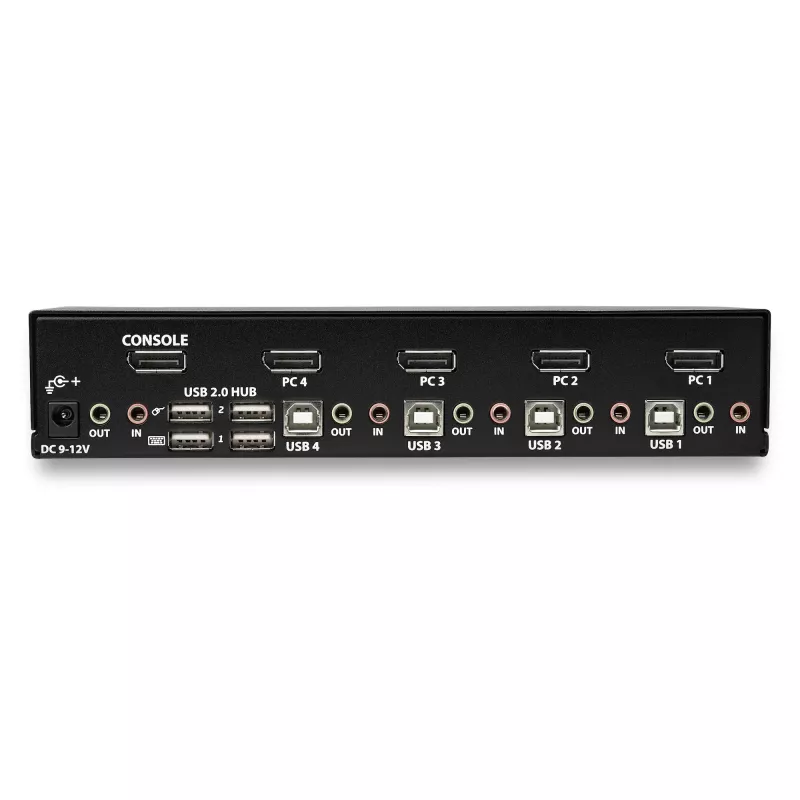 StarTech.com 4 Port DisplayPort KVM Switch - 4K 60Hz - Single Display - Dual Port UHD DP 1.2 USB KVM Switch with Integrated USB 2.0 Hub & Audio - Dell, HP, Apple, Lenovo - TAA Compliant
