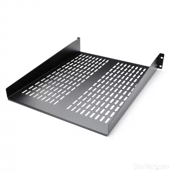 StarTech.com 2U Server Rack Shelf - Universal Vented Rack Mount Cantilever Tray for 19 inch Network Equipment Rack & Cabinet - Heavy Duty Steel – Weight Capacity 50lb/23kg - 22 inch Deep Shelf, Black