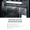 StarTech.com 2U Server Rack Shelf - Universal Vented Rack Mount Cantilever Tray for 19 inch Network Equipment Rack & Cabinet - Heavy Duty Steel – Weight Capacity 50lb/23kg - 22 inch Deep Shelf, Black
