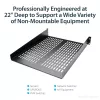StarTech.com 2U Server Rack Shelf - Universal Vented Rack Mount Cantilever Tray for 19 inch Network Equipment Rack & Cabinet - Heavy Duty Steel – Weight Capacity 50lb/23kg - 22 inch Deep Shelf, Black