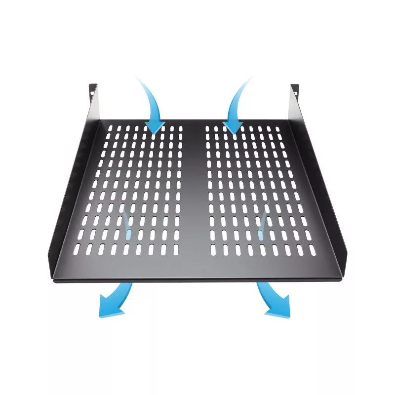 StarTech.com 2U Server Rack Shelf - Universal Vented Rack Mount Cantilever Tray for 19 inch Network Equipment Rack & Cabinet - Heavy Duty Steel – Weight Capacity 50lb/23kg - 22 inch Deep Shelf, Black