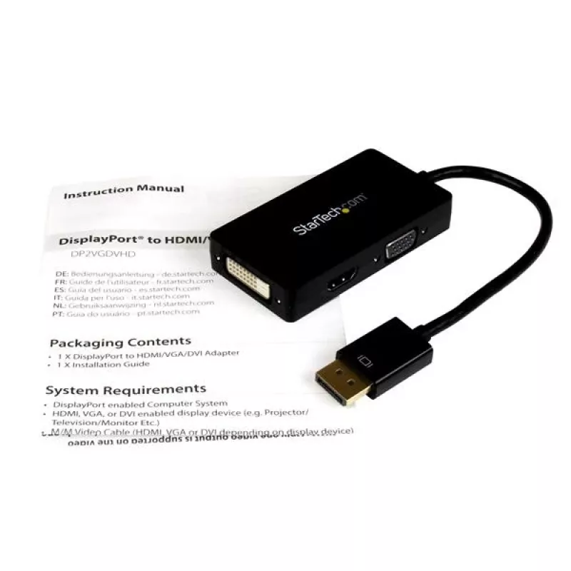 StarTech.com Travel A/V adapter: 3-in-1 DisplayPort to VGA DVI or HDMI converter