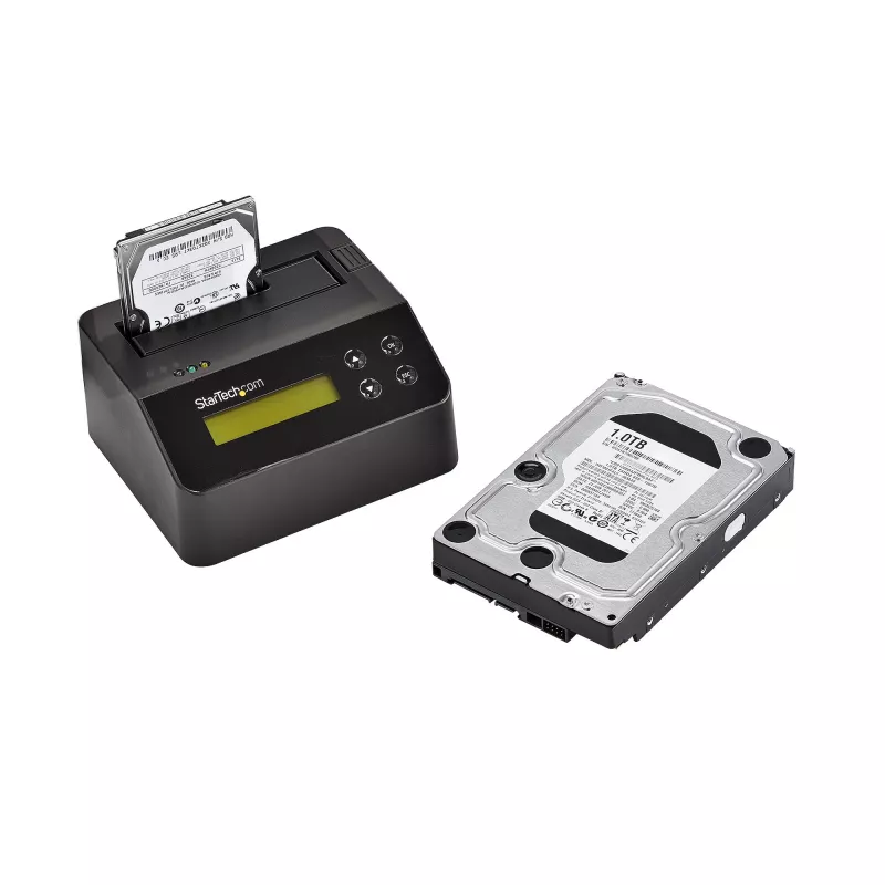 StarTech.com Single Bay Hard Drive Eraser, Standalone HDD/SSD Sanitizer, USB 3.0 to SATA II (3 Gbps), 9 Erase Modes, LCD Display, Secure Erase Hard Disk Sanitizer Dock, DB-9 Printer Port, TAA Compliant