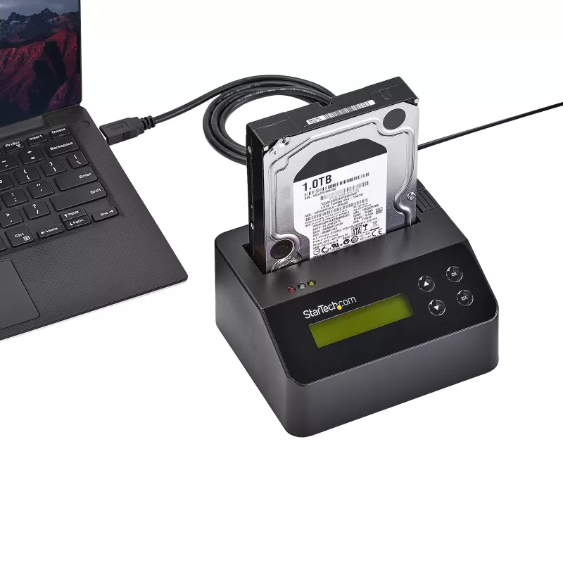 StarTech.com Single Bay Hard Drive Eraser, Standalone HDD/SSD Sanitizer, USB 3.0 to SATA II (3 Gbps), 9 Erase Modes, LCD Display, Secure Erase Hard Disk Sanitizer Dock, DB-9 Printer Port, TAA Compliant