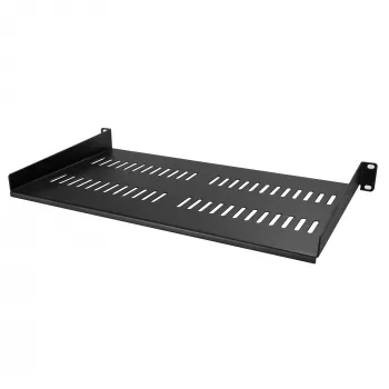 StarTech.com 1U Server Rack Shelf - Universal Vented Rack Mount Cantilever Tray for 19 inch Network Equipment Rack & Cabinet - Heavy Duty Steel - Weight Capacity 44lb/20kg - 10 inch Deep Shelf, Black