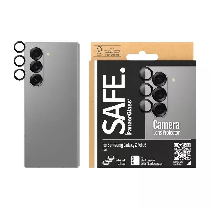 Camera Lens Protector PanzerGlass SAFE. by for Samsung Galaxy Z Fold6 Scratch Shock Resistant Black
