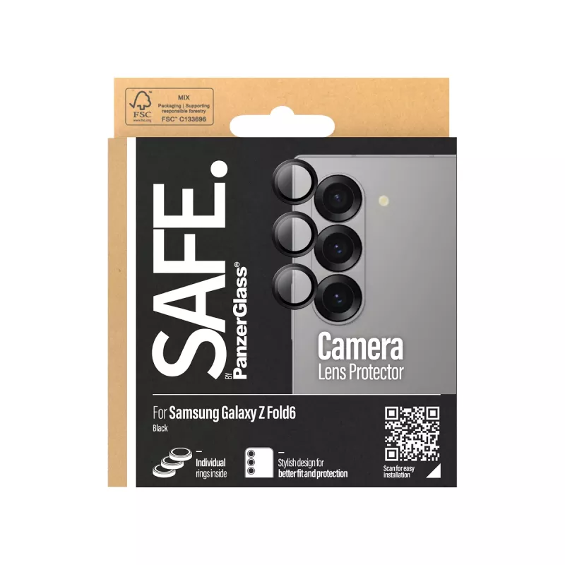 Camera Lens Protector PanzerGlass SAFE. by for Samsung Galaxy Z Fold6 Scratch Shock Resistant Black