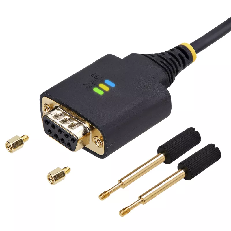 StarTech.com 6.6ft (2m) USB to Null Modem Serial Adapter Cable, COM Retention, FTDI, USB-A to DB9 RS232, Interchangeable DB9 Screws/Nuts, Windows/macOS/Linux