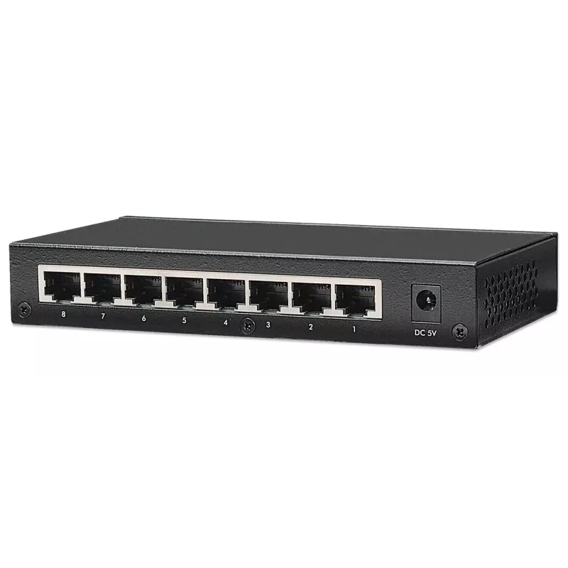 Intellinet 8-Port Fast Ethernet Office Switch, Desktop Size, Metal, IEEE 802.3az (Energy Efficient Ethernet), Box