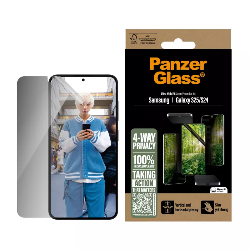 PanzerGlass ® ECO MATRIX 4-Way Privacy Screen Protector Samsung Galaxy S25 | S24 | Ultra-Wide Fit