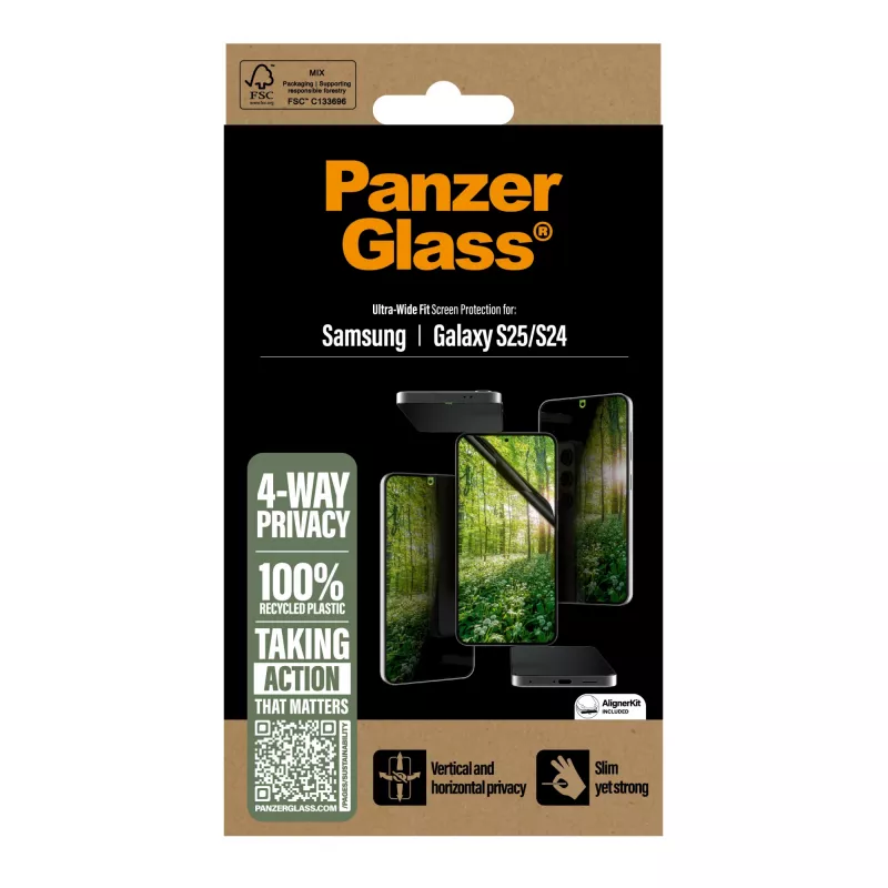 PanzerGlass ® ECO MATRIX 4-Way Privacy Screen Protector Samsung Galaxy S25 | S24 | Ultra-Wide Fit