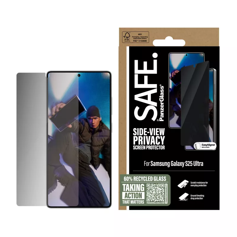 PanzerGlass SAFE. by ® Privacy Screen Protector Samsung Galaxy S25 Ultra | Ultra-Wide Fit w. EasyAligner