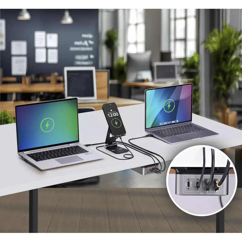 StarTech.com 4-Port Multi-Device USB-C Charger, 240W Total, Single Port 140W EPR, PD 3.1, Screw Locking Ports, Boardrooms, Bracket incl. for Surface Mounting