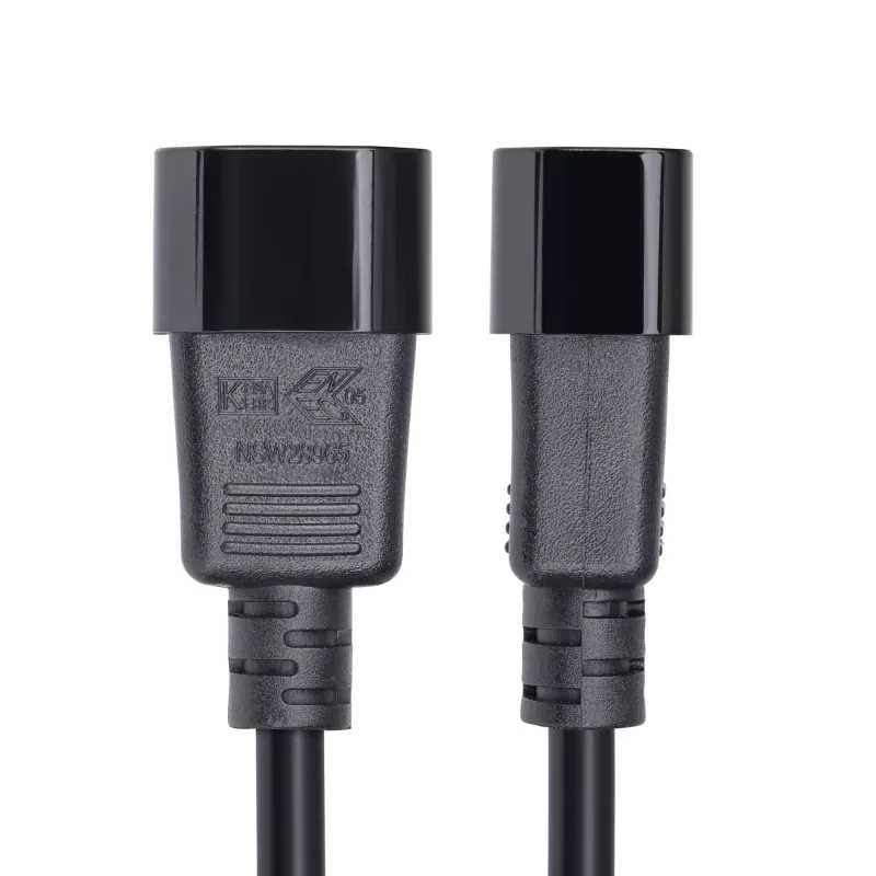 StarTech.com 4.5m (15ft) Power Extension Cord, C14 to C13 PDU Power Cord, 15A 250V, 14AWG, AC Power Cable for PDU/Power Supply, KEMA-KEUR Certified