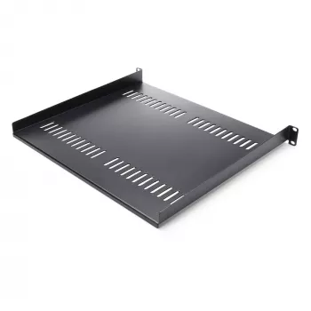StarTech.com 1U Server Rack Shelf - Universal Vented Rack Mount Cantilever Tray for 19 inch Network Equipment Rack & Cabinet - Heavy Duty Steel – Weight Capacity 44lb/20kg - 16 inch Deep Shelf, Black