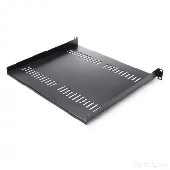 StarTech.com 1U Server Rack Shelf - Universal Vented Rack Mount Cantilever Tray for 19 inch Network Equipment Rack & Cabinet - Heavy Duty Steel – Weight Capacity 44lb/20kg - 16 inch Deep Shelf, Black