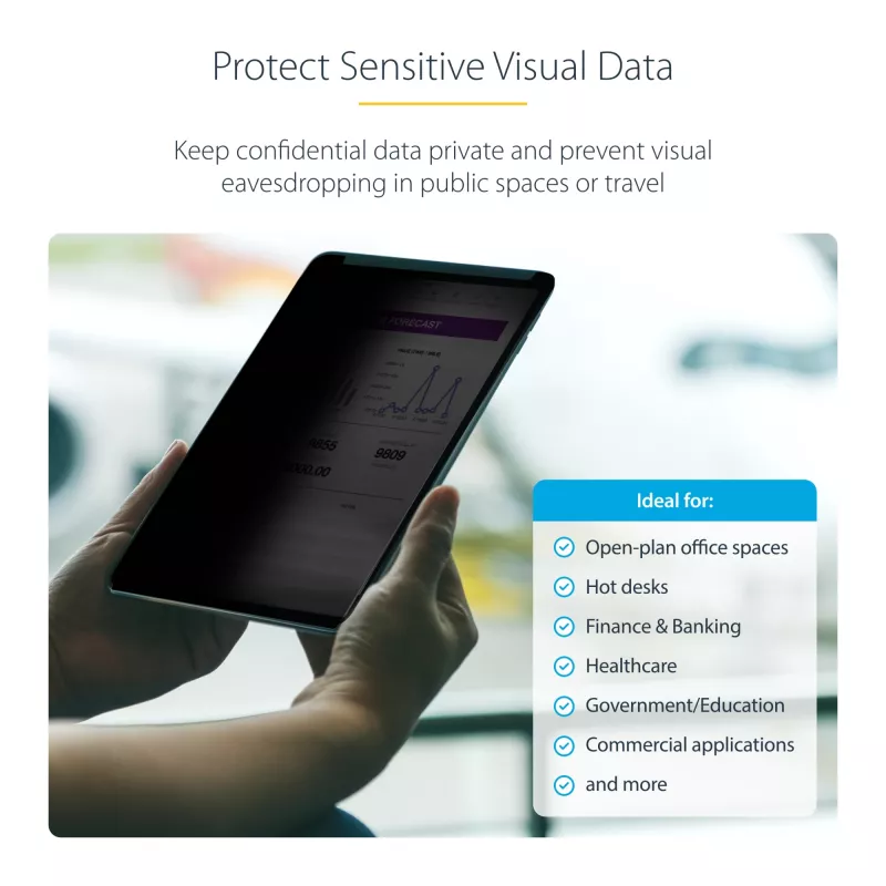 StarTech.com 4-Way Privacy Screen For 12.9-inch iPad Pro, 3rd Gen and Up, For Portrait/Landscape, Touch-Enabled, +/- 30 Deg. View, Blocks up to 51% Blue Light, Matte