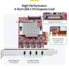 StarTech.com 4-Port USB Type-C PCIe Card, USB 3.2 10Gbps, USB-C PCI Express Expansion Card, 4x Independent USB Controllers, Windows/Linux/macOS, TAA-Compliant