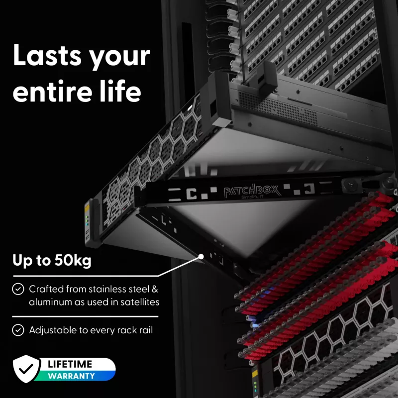 PATCHBOX Setup.exe 2.0 Installation Tool for 19 inch Racks, 50 kg Load, Black Aluminium/Stainless Steel, 48.3 cm