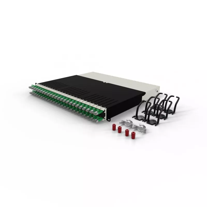PATCHBOX PONEX8STPGR Cat6a S/FTP 0.8m Green Retractable Patch Cable System with 24 Cassettes for 8RU
